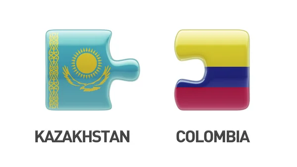 Kazakhstan Colombia  Puzzle Concept — Stock Photo, Image