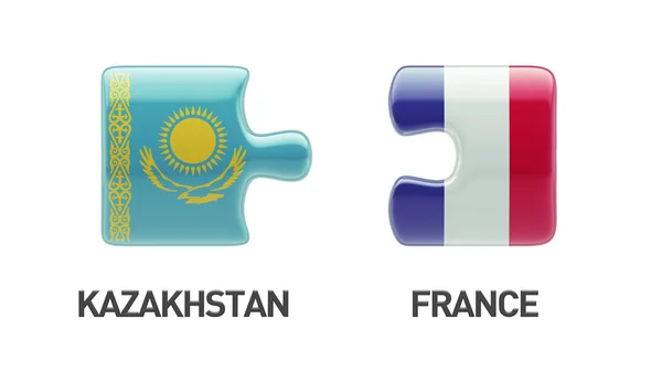 Kazakhstan France  Puzzle Concept — Stock Photo, Image