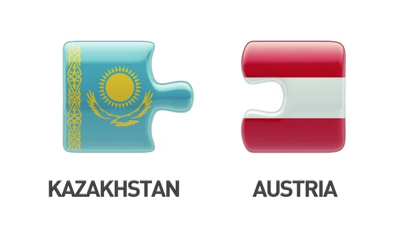 Kazachstan Austria logiczne pojęcia — Zdjęcie stockowe