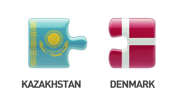 Kazakistan Danimarca Puzzle Concept — Foto Stock