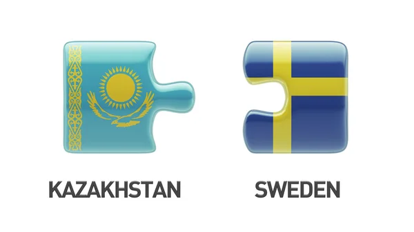 Kazakhstan Sweden  Puzzle Concept — Stock Photo, Image