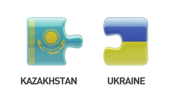 カザフスタン ウクライナ パズル コンセプト — ストック写真