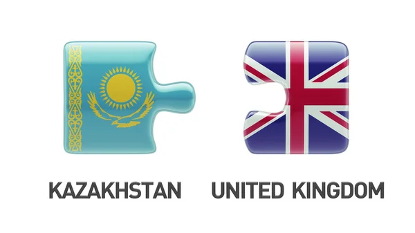 Kazakhstan United Kingdom  Puzzle Concept — Stock Photo, Image