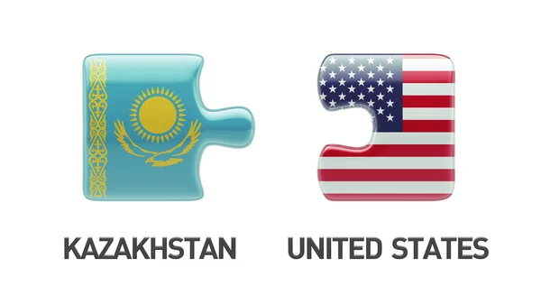 Kazachstan Verenigde Staten puzzel Concept — Stockfoto