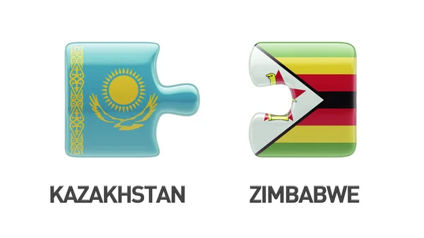 Kazakstan Zimbabwe Puzzle Concept — kuvapankkivalokuva