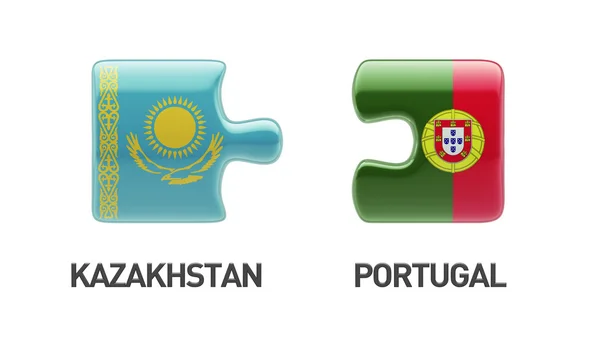 Kazakhstan Portugal  Puzzle Concept — Stock Photo, Image