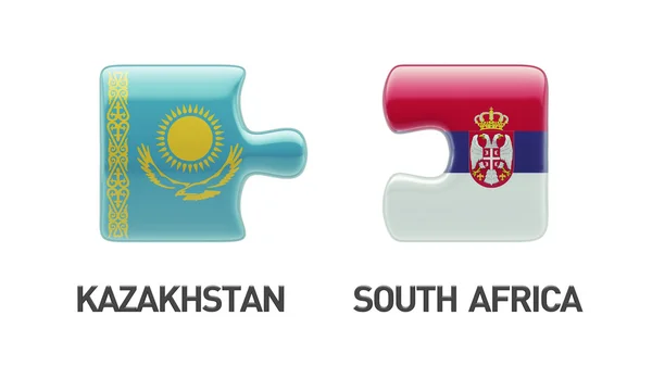 Kazakhstan Serbia  Puzzle Concept — Stock Photo, Image