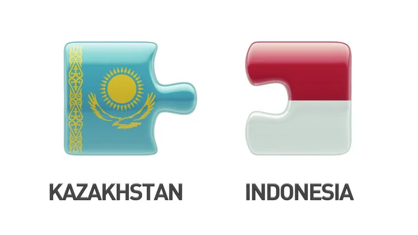 Indonesië Kazachstan puzzel Concept — Stockfoto