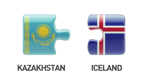 IJsland Kazachstan puzzel Concept — Stockfoto