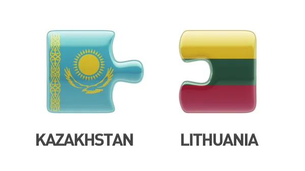 Liettua Kazakstan Puzzle Concept — kuvapankkivalokuva