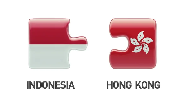 Indonesia Hong Kong  Puzzle Concept — Stock Photo, Image