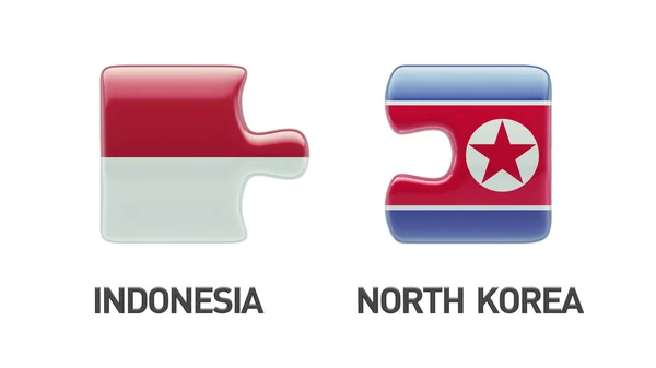Indonesia Corea del Norte Puzzle Concepto —  Fotos de Stock