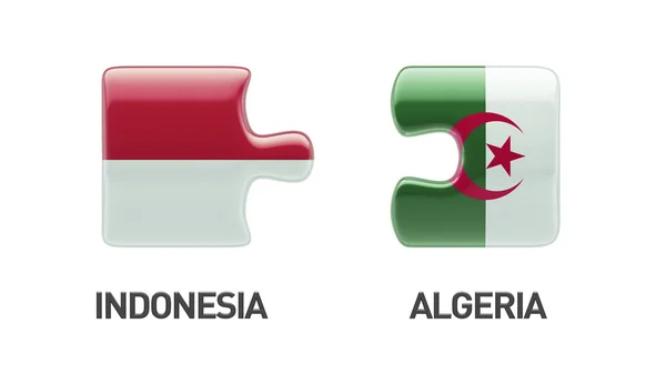 Indonésie Alžírsko logická koncepce — Stock fotografie