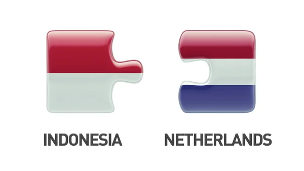 Indonesia Netherlands  Puzzle Concept — Stock Photo, Image