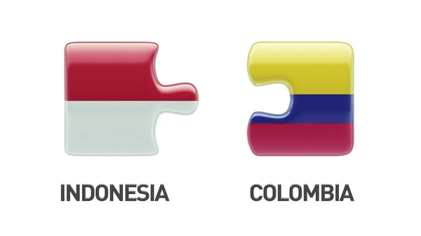 Indonesia Colombia  Puzzle Concept — Stock Photo, Image