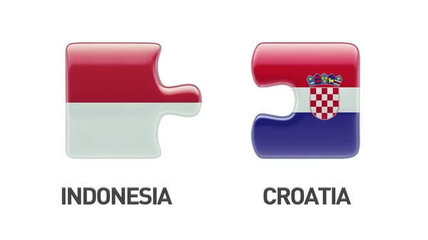 Indonesia Croatia Puzzle Concept — Stock Photo, Image