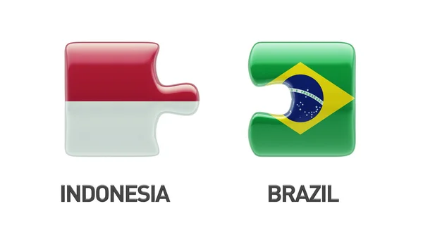 Indonesia Brasil Puzzle Concepto — Foto de Stock