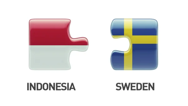 Indonesia Svezia Puzzle Concept — Foto Stock
