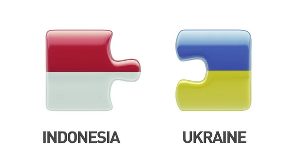 Indonesia Ukraine  Puzzle Concept — Stock Photo, Image