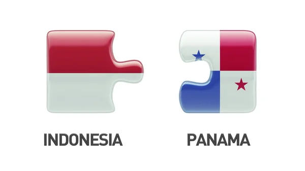 Indonesia Panama  Puzzle Concept — Stock Photo, Image