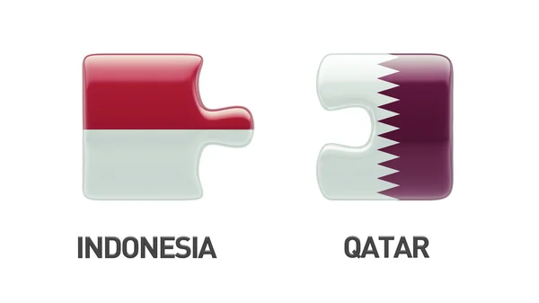 Indonesia Qatar Puzzle käsite — kuvapankkivalokuva