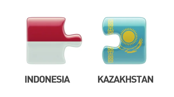 Indonesië Kazachstan puzzel Concept — Stockfoto