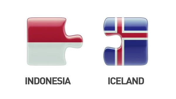 Iceland Indonesia  Puzzle Concept — Stock Photo, Image