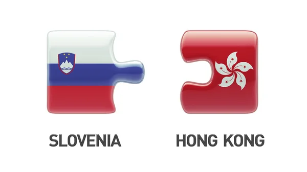 Szlovénia Hong Kong Puzzle koncepció — Stock Fotó