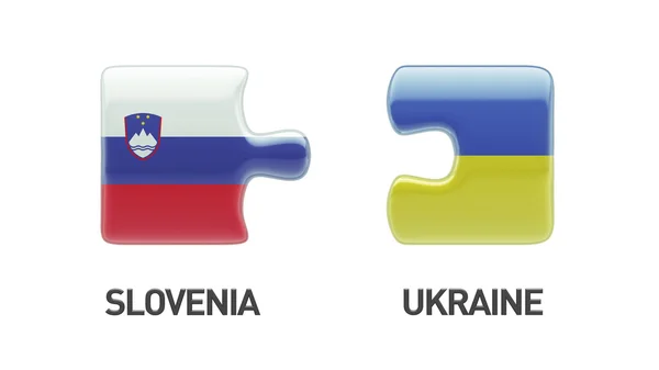 斯洛文尼亚乌克兰拼图概念 — 图库照片