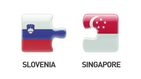 Slovénie Singapour Puzzle Concept — Photo