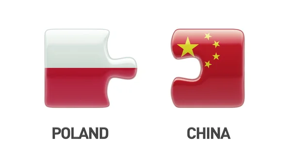 Koncept Puzzle Polsko Čína — Stock fotografie