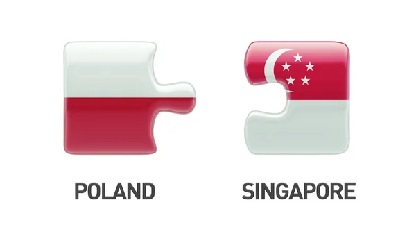 Poland Singapore  Puzzle Concept — Stock Photo, Image