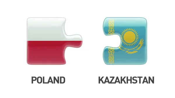 Poland Kazakhstan  Puzzle Concept — Stock Photo, Image