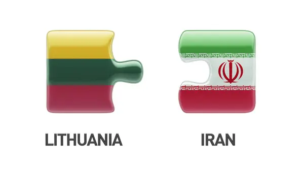 Lituania Iran Puzzle Concept — Foto Stock