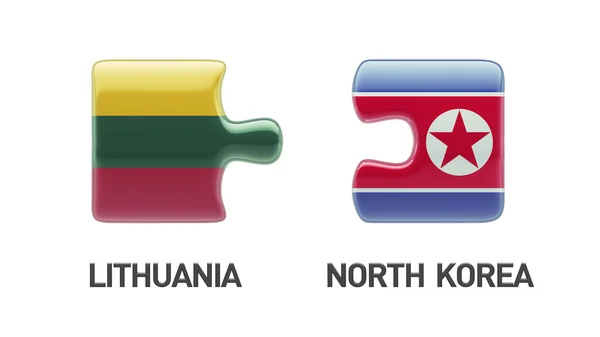 Lituania Corea del Nord Puzzle Concept — Foto Stock