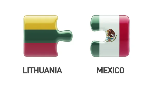 立陶宛墨西哥拼图概念 — 图库照片