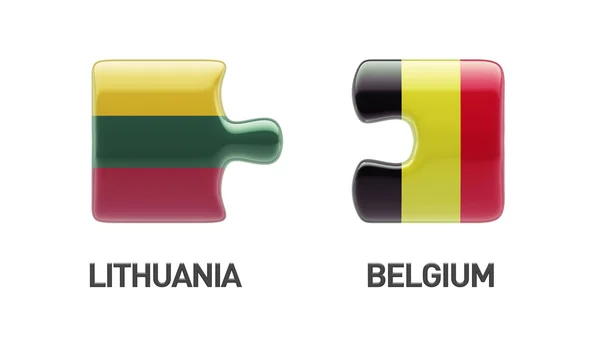 Lituanie Belgique Puzzle Concept — Photo