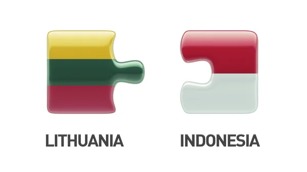 Lituania Indonesia Puzzle Concepto —  Fotos de Stock