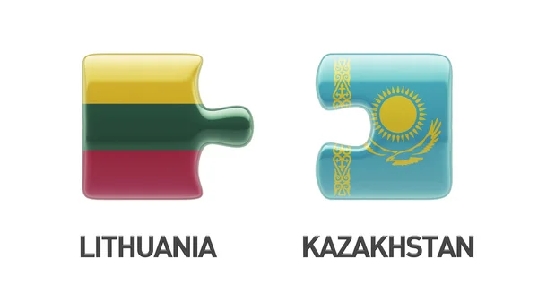 Litauen Kazakstan pussel koncept — Stockfoto