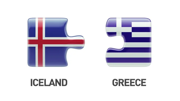 Islandia Grecia Puzzle Concepto — Foto de Stock