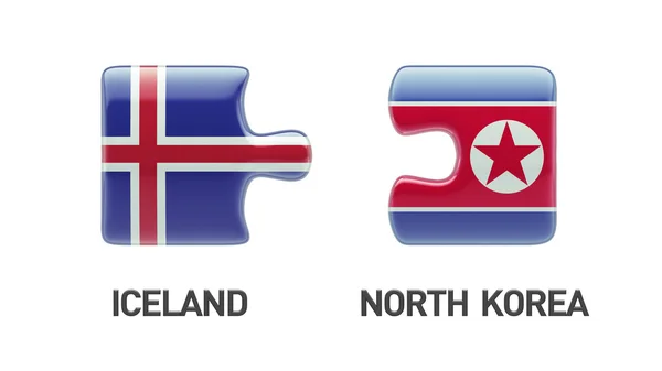 Iceland North Korea  Puzzle Concept — Stock Photo, Image