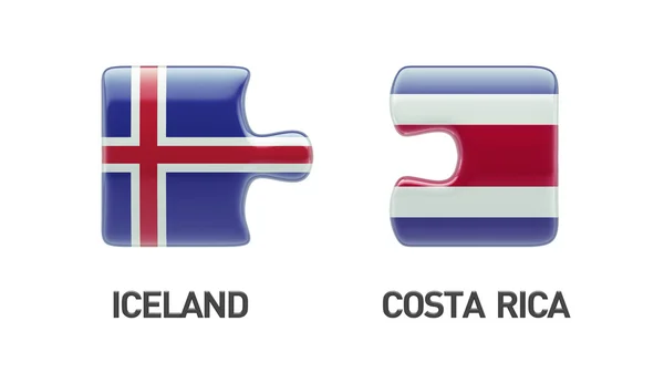 Iceland Costa Rica Puzzle Concept — Stock Photo, Image