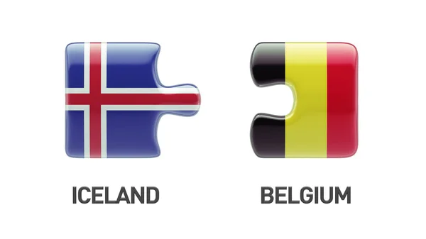 Islande Belgique Puzzle Concept — Photo