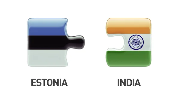 Estónia Índia Puzzle Concept — Fotografia de Stock