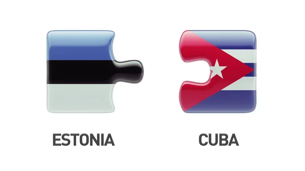 Concetto di Puzzle di Cuba Estonia — Foto Stock