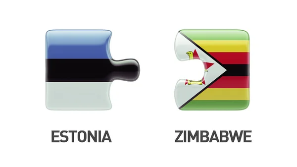 Estónia Zimbábue Puzzle Concept — Fotografia de Stock