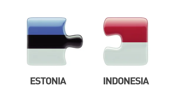 Estonia Indonesia  Puzzle Concept — Stock Photo, Image