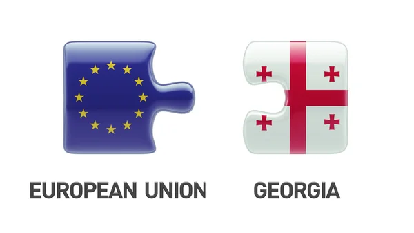 Europeiska unionen Georgien pussel koncept — Stockfoto