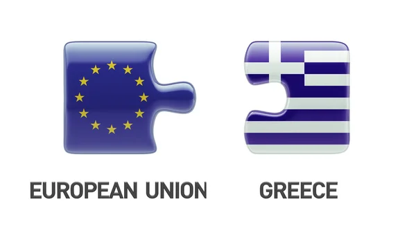 Unión Europea Grecia Puzzle Concepto — Foto de Stock