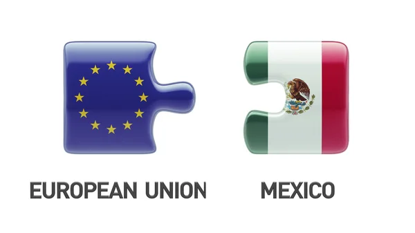 European Union Mexico Puzzle Concept — Stock Photo, Image